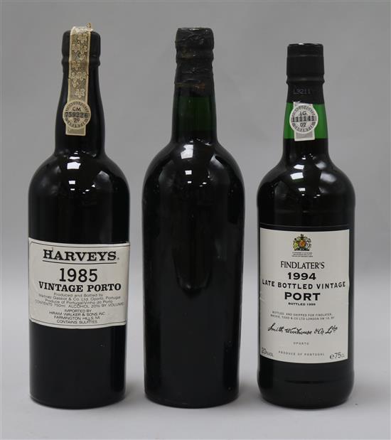 Three bottles of vintage Port 1963,1985 and 1994